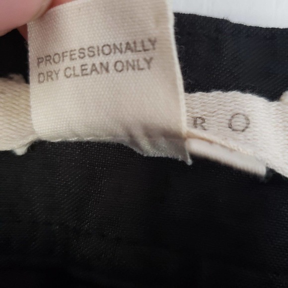 SANDRO Black Linen Pants Size 10 Mediu Pockets Belted Wide Leg Cropped Paper Bag - Picture 4 of 6